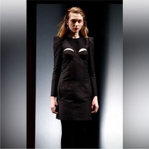 NWT Carven Elegant Black/ gray Cut-Out Dress, M